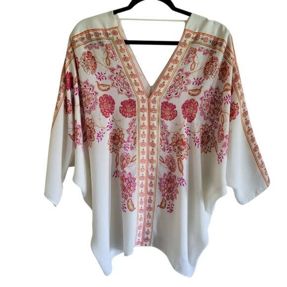 2 for $30 Rose + Olive Blouse Top Women's Medium Boho Floral Dolman Sleeves - Picture 2 of 7